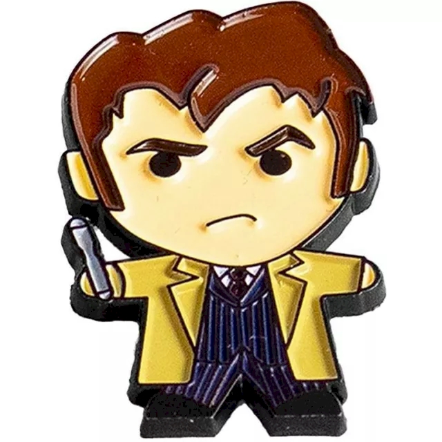 Doctor Who Tenth Doctor Chibi Style Pin Badge